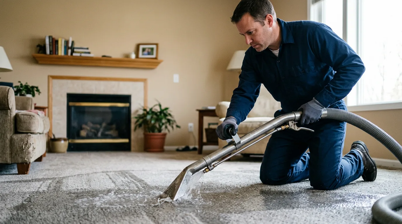 Water damage restoration technician working near Warren, AR